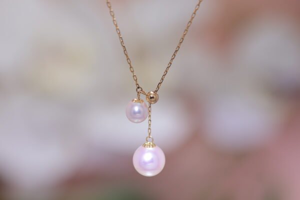 Golden Pearl Drop Y-Necklace - 雙心Y戀