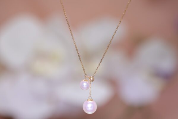 Golden Pearl Drop Y-Necklace - 雙心Y戀
