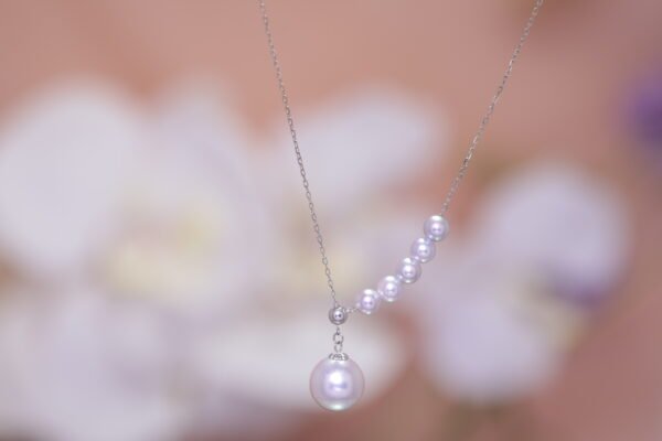 White Gold Pearl Arc Necklace - 白金珍珠弧形項鍊