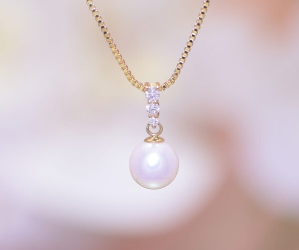 Akoya Pearl Triple Sparkle Drop - 珍珠三鑽光芒墜