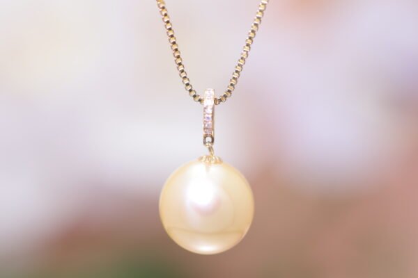 Champagne Pearl & Diamond Droplet - 香檳珍珠鑽石萬能扣墜飾