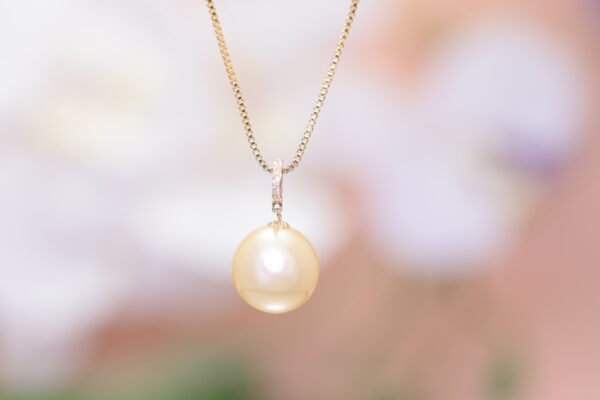 Champagne Pearl & Diamond Droplet - 香檳珍珠鑽石萬能扣墜飾