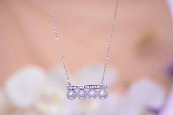 Blue Rose Akoya & Zirconia Bar Necklace - 藍玫瑰阿古屋鋯石項鍊