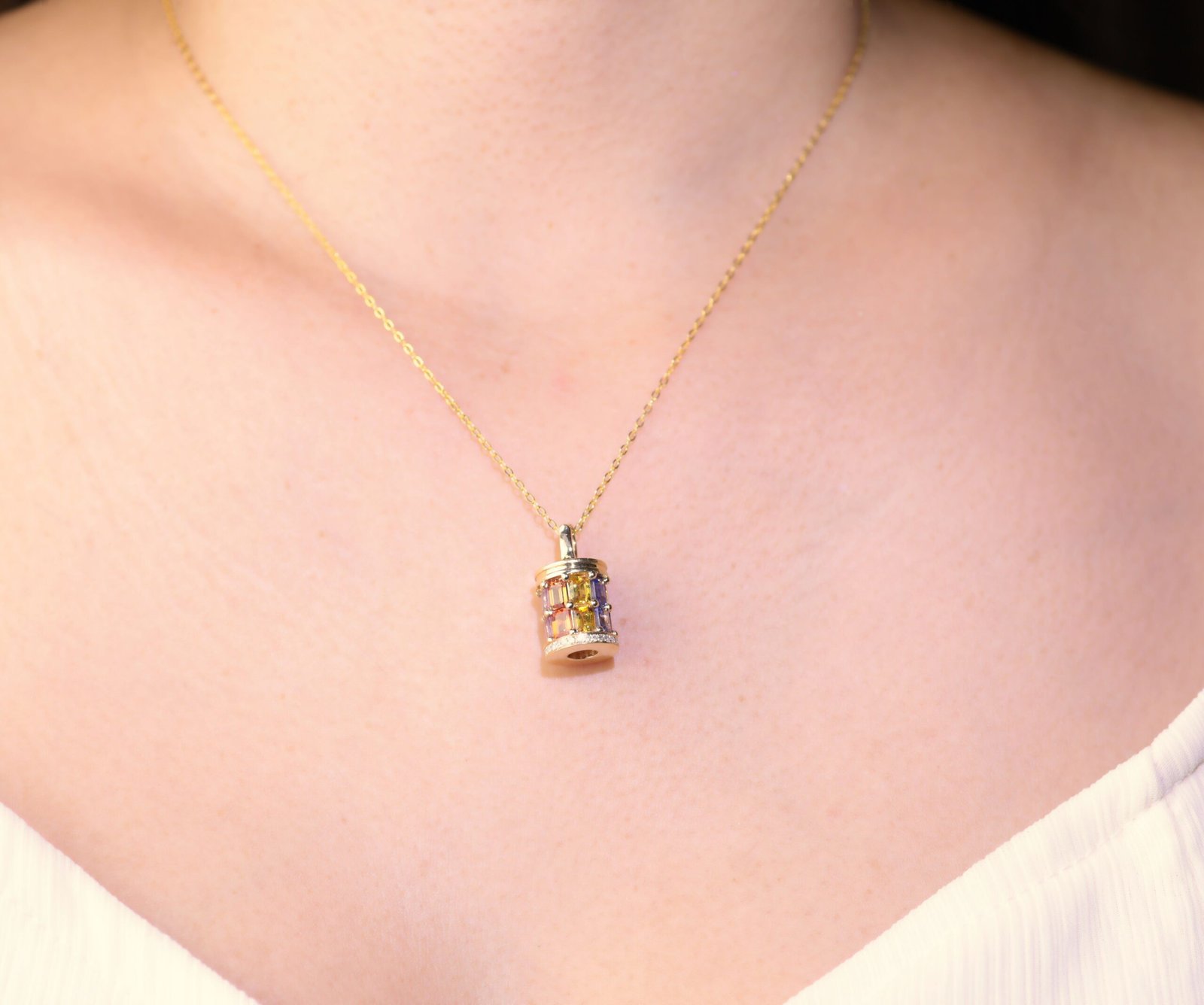 IMG_7752 18K 白金 真鑽花冠設計項鍊 - 18K White Gold Diamond Floral Crown Necklace