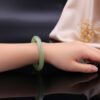 Celadon Glow Hetian Nephrite Bangle — 青瓷微光和田玉手鐲