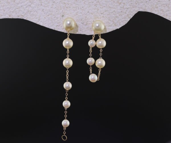 Akoya Cascading Pearl Lariat Earrings - 阿古屋流蘇珍珠長耳環