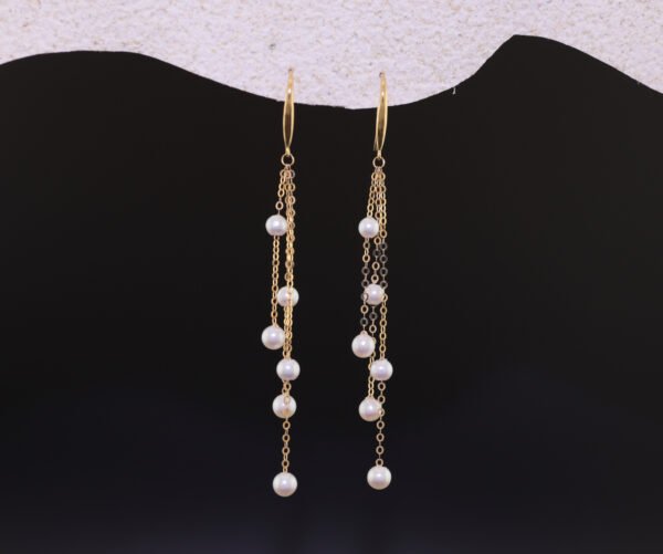Akoya Pearl Dangler Chain Earrings - 阿古屋珍珠鍊式垂墜耳環