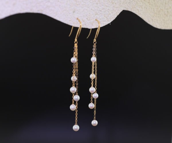 Akoya Pearl Dangler Chain Earrings - 阿古屋珍珠鍊式垂墜耳環
