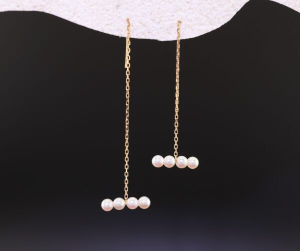 Akoya Pearl Horizontal Dangle Earrings - 阿古屋3顆珍珠垂墜耳環