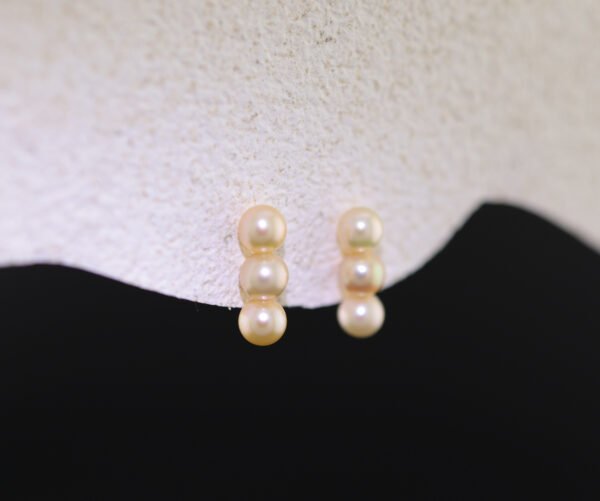 Three-Tier Akoya Gold Earrings - 三生緣能量珍珠耳釘