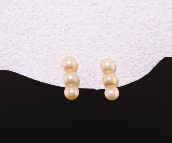 Three-Tier Akoya Gold Earrings - 三生緣能量珍珠耳釘