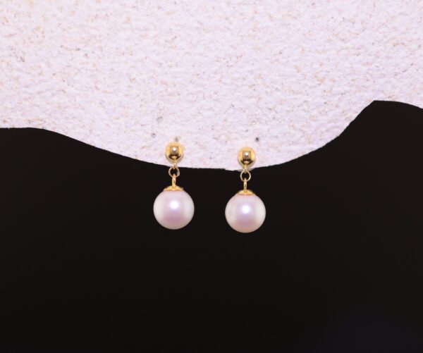 Akoya Pearl & Gold Stud Earrings - 月光低語18k單顆珍珠小垂墜耳釘