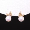 Akoya Pearl & Diamond Bow Earrings - 蝶舞映月-18k金真鑽耳釘