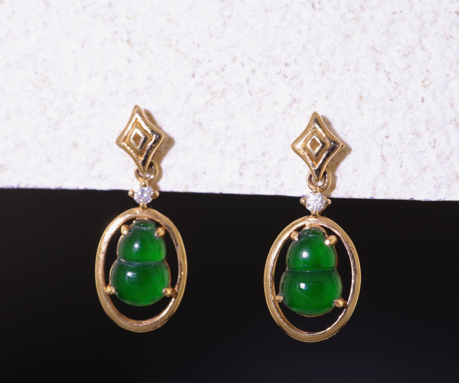 Apple Green Jade Harmony Drops — 蘋果綠翡翠平安耳墜