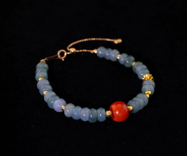 Bluewater Jade & Nanhong Abacus Bracelet — 藍水翡翠南紅算盤手鍊