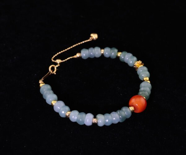 Bluewater Jade & Nanhong Abacus Bracelet — 藍水翡翠南紅算盤手鍊