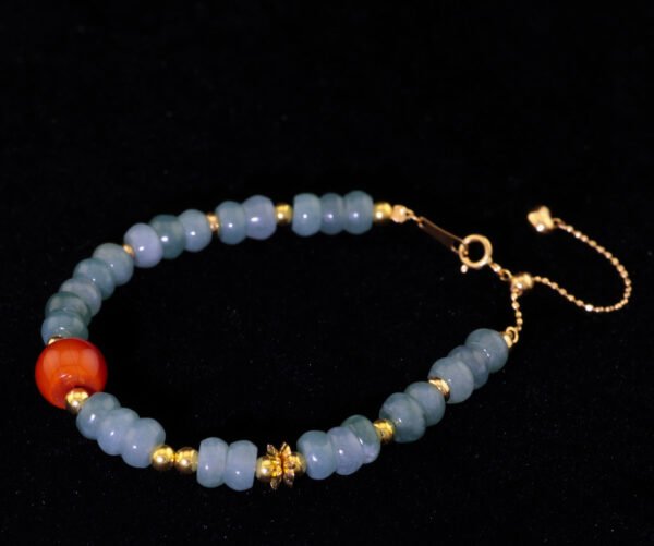 Bluewater Jade & Nanhong Abacus Bracelet — 藍水翡翠南紅算盤手鍊