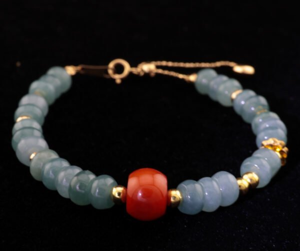 Bluewater Jade & Nanhong Abacus Bracelet — 藍水翡翠南紅算盤手鍊