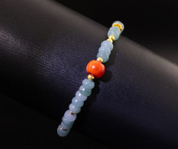 Bluewater Jade & Nanhong Abacus Bracelet — 藍水翡翠南紅算盤手鍊
