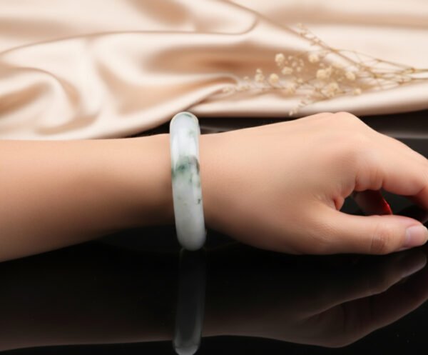 Glacial Petal Jade Bangle — 冰魄花影玉鐲