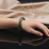 Tea-Green Radiance Hetian Jade Bangle —「翠影生輝」天然和田玉翠青手鐲