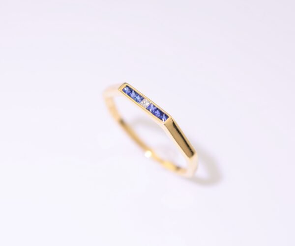 Blue Orbit Ring -「藍境六曜」18K金藍寶石真鑽六邊形戒指