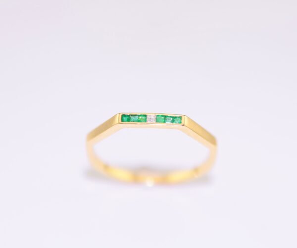 Emerald Orbit Ring  -「綠境六和」18K金祖母綠真鑽六邊形戒指