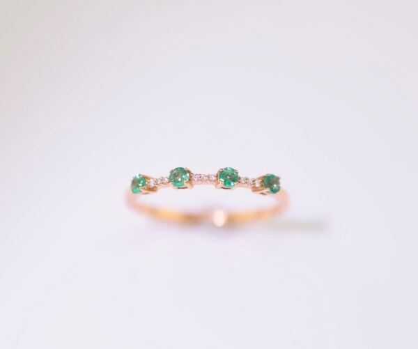 Emerald Rose Harmony Ring -「綠語心鑽」18K金祖母綠真鑽戒指