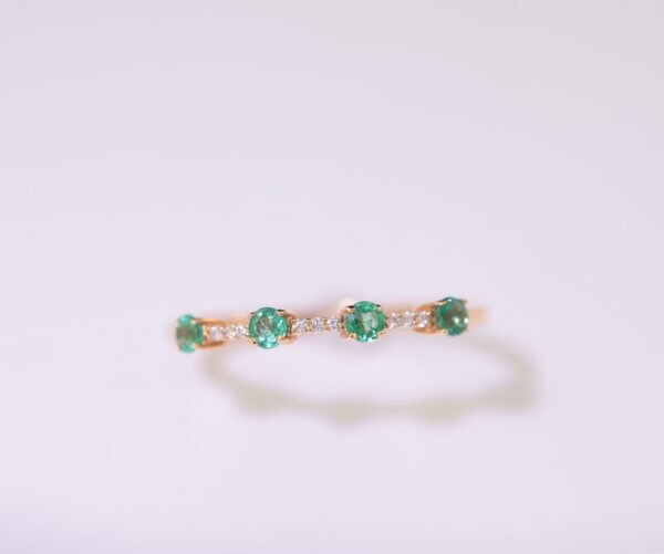 Emerald Rose Harmony Ring -「綠語心鑽」18K金祖母綠真鑽戒指