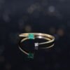 Emerald & Diamond Open Ring -「綠耀相生」18K金祖母綠真鑽開口戒指