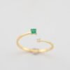 Emerald & Diamond Open Ring -「綠耀相生」18K金祖母綠真鑽開口戒指