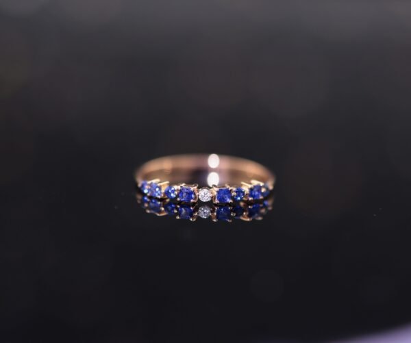 Sapphire Rose Crown Ring -「藍韻星語」18K玫瑰金藍寶石真鑽戒指