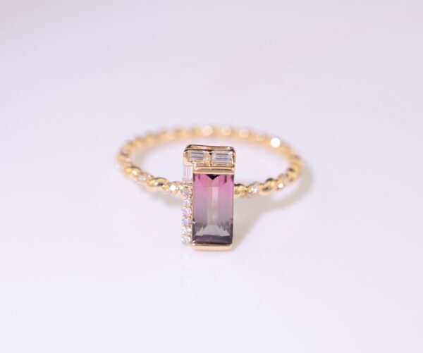 IMG_0924 Watermelon Muse Ring -「心語漸染」18K西瓜碧璽真鑽麻花戒指