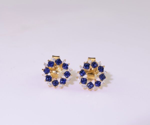Sapphire Aurora Earrings -「藍耀花語」18K金藍寶石真鑽耳釘