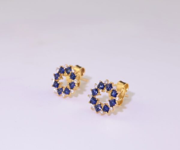 Sapphire Aurora Earrings -「藍耀花語」18K金藍寶石真鑽耳釘