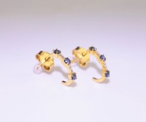Sapphire Moonlight Earrings –「星辰之舞」18K金藍寶石真鑽耳釘