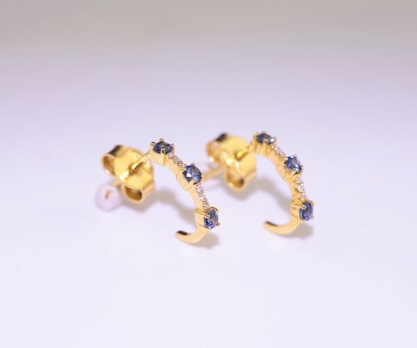 Sapphire Moonlight Earrings –「星辰之舞」18K金藍寶石真鑽耳釘