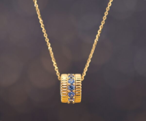 Sapphire Eternity Charm —「幸運之輪」18K金藍寶石真鑽項鍊