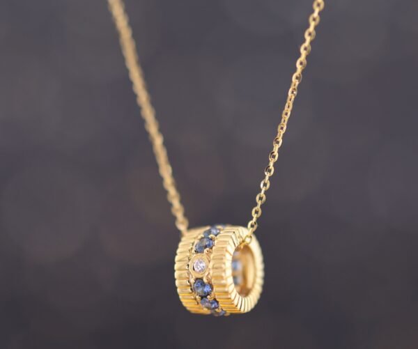 Sapphire Eternity Charm —「幸運之輪」18K金藍寶石真鑽項鍊