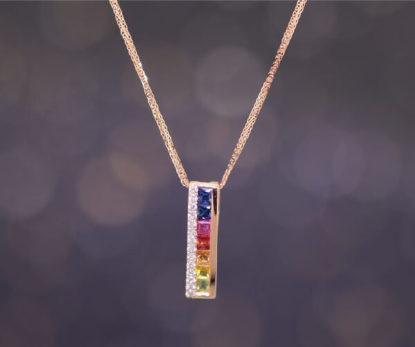 Harmony of Colors Necklace —「虹光心語」18K玫瑰金彩藍寶真鑽項鍊