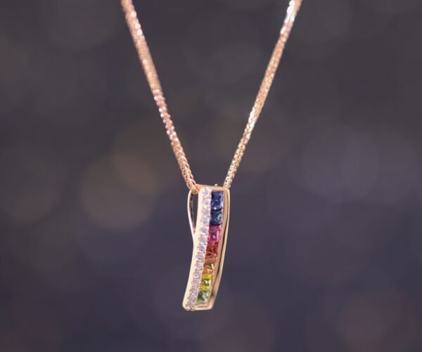 Harmony of Colors Necklace —「虹光心語」18K玫瑰金彩藍寶真鑽項鍊