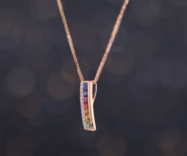 Harmony of Colors Necklace —「虹光心語」18K玫瑰金彩藍寶真鑽項鍊