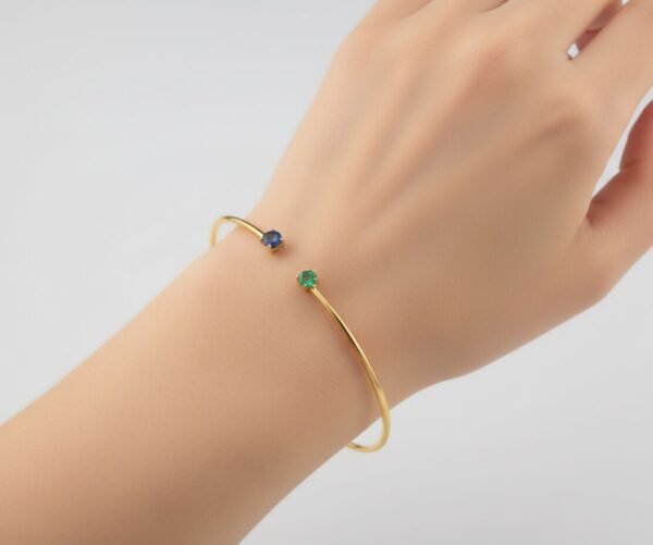 banglebraceletzumululambaoshi Eternal Duality Bangle – 「藍與綠交響曲」18k金開口手環