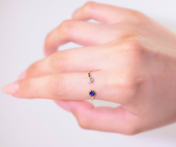 Blue  遇見幸運的時刻｜18K金皇家藍藍寶 × 真鑽開口戒