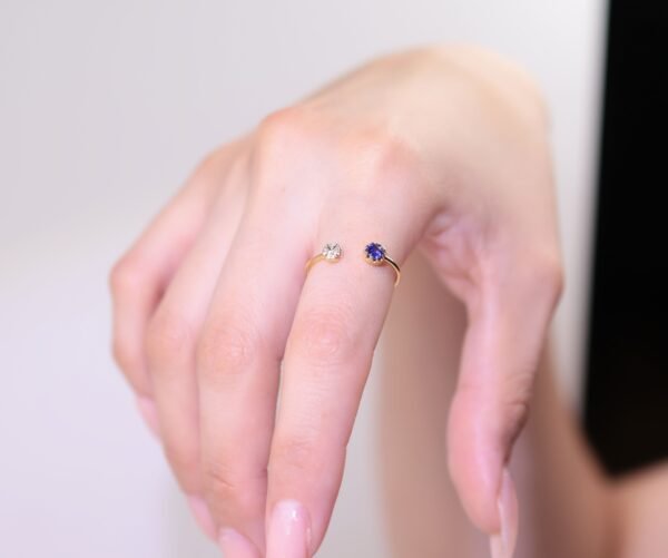 Blue  遇見幸運的時刻｜18K金皇家藍藍寶 × 真鑽開口戒