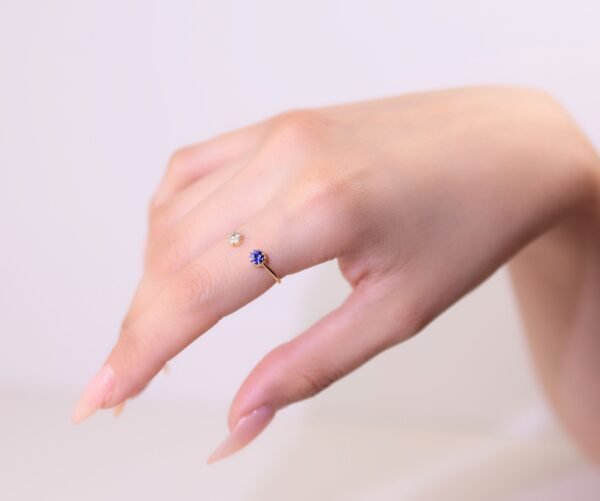 Blue  遇見幸運的時刻｜18K金皇家藍藍寶 × 真鑽開口戒