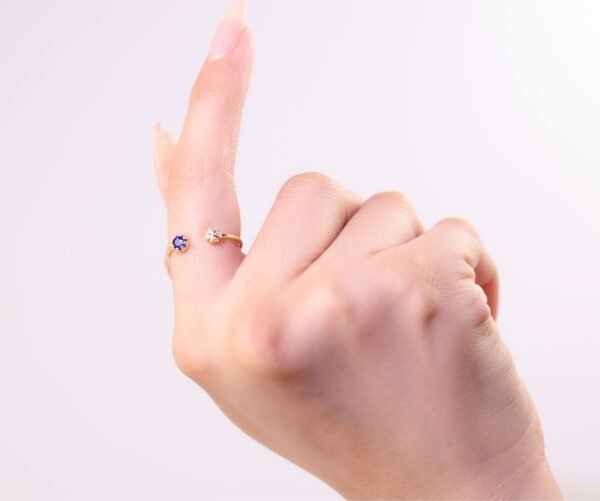 Blue  遇見幸運的時刻｜18K金皇家藍藍寶 × 真鑽開口戒