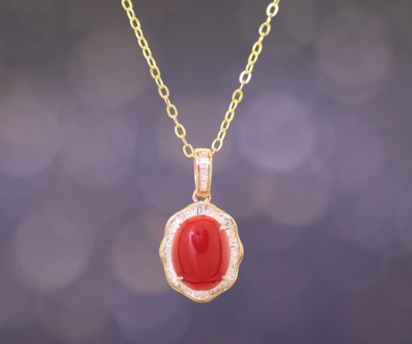 Rare Aka Coral 18K Gold Diamond Necklace - 珍稀阿卡珊瑚 18K金鑽石項鍊