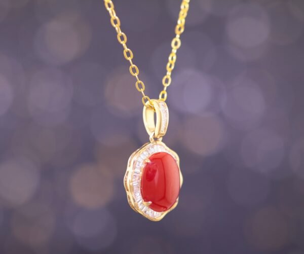 Rare Aka Coral 18K Gold Diamond Necklace - 珍稀阿卡珊瑚 18K金鑽石項鍊