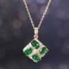 頂級沙弗萊 × 真鑽交叉設計項鍊 - Top-Grade Tsavorite × Diamond Cross-Design Necklace
